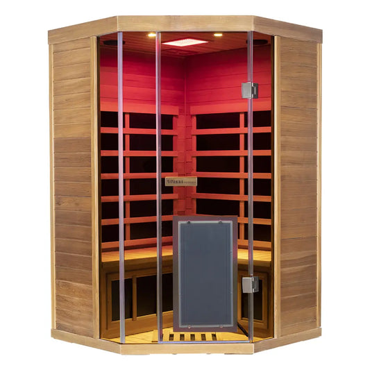 Wizzisaunas Corner 2 Person Red Cedar Indoor Infrared Sauna